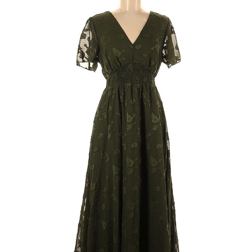 Elegant Olive Green Maxi Dress